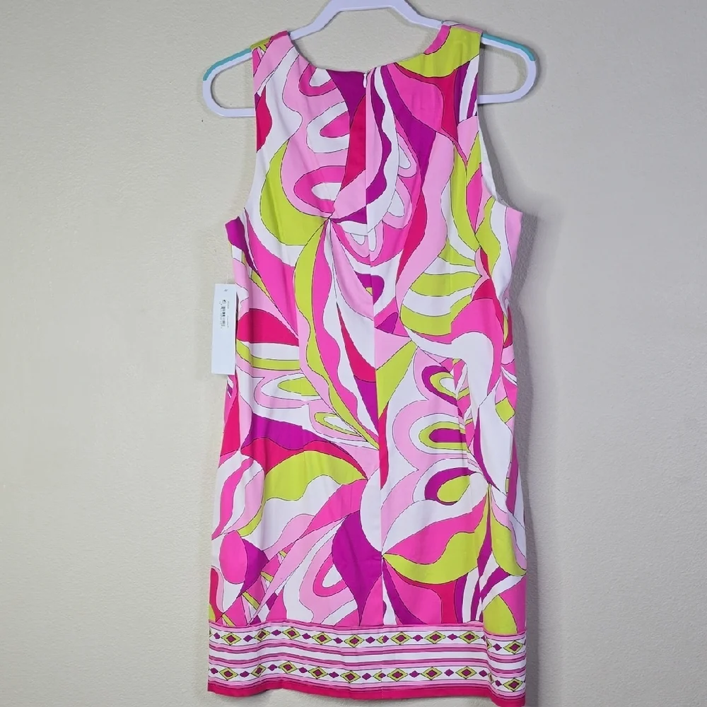 London Times Pink and Green Mini Dress - Picture 6 of 8